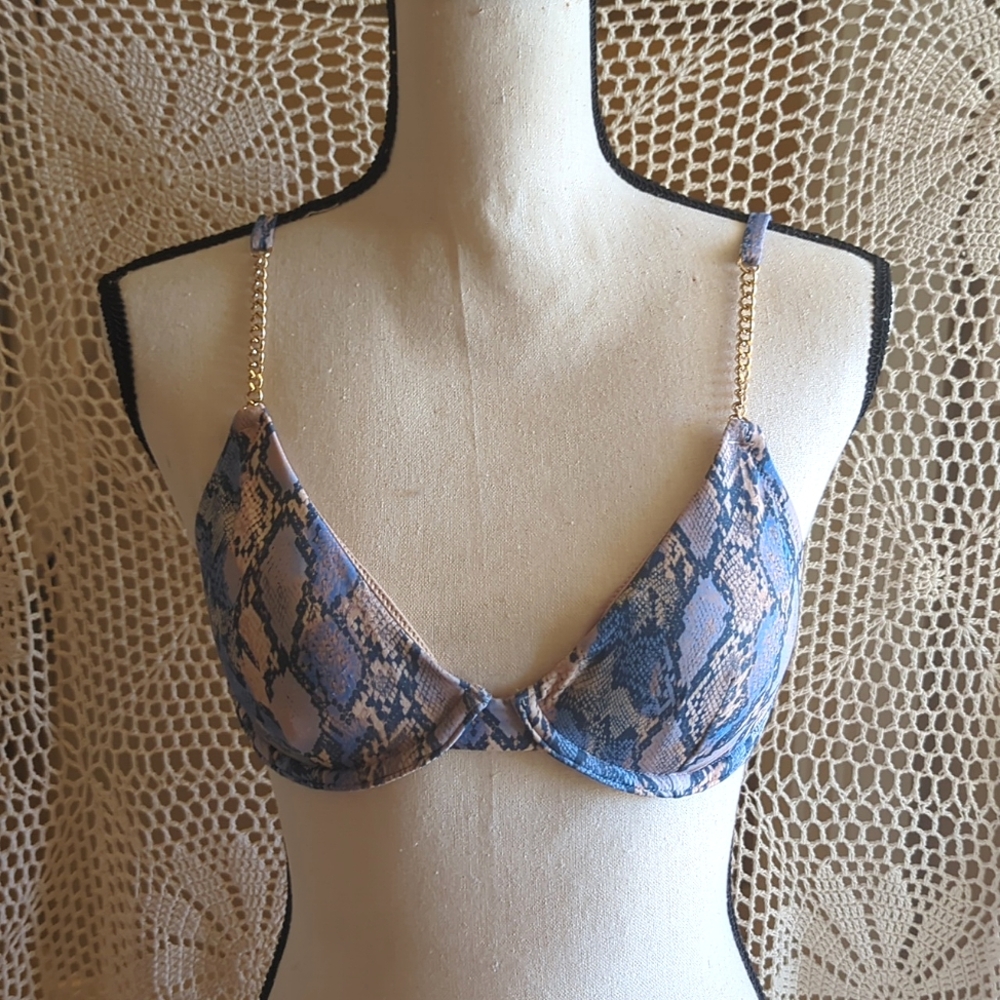 Shade & Shore, 34B, Blue Snake Print